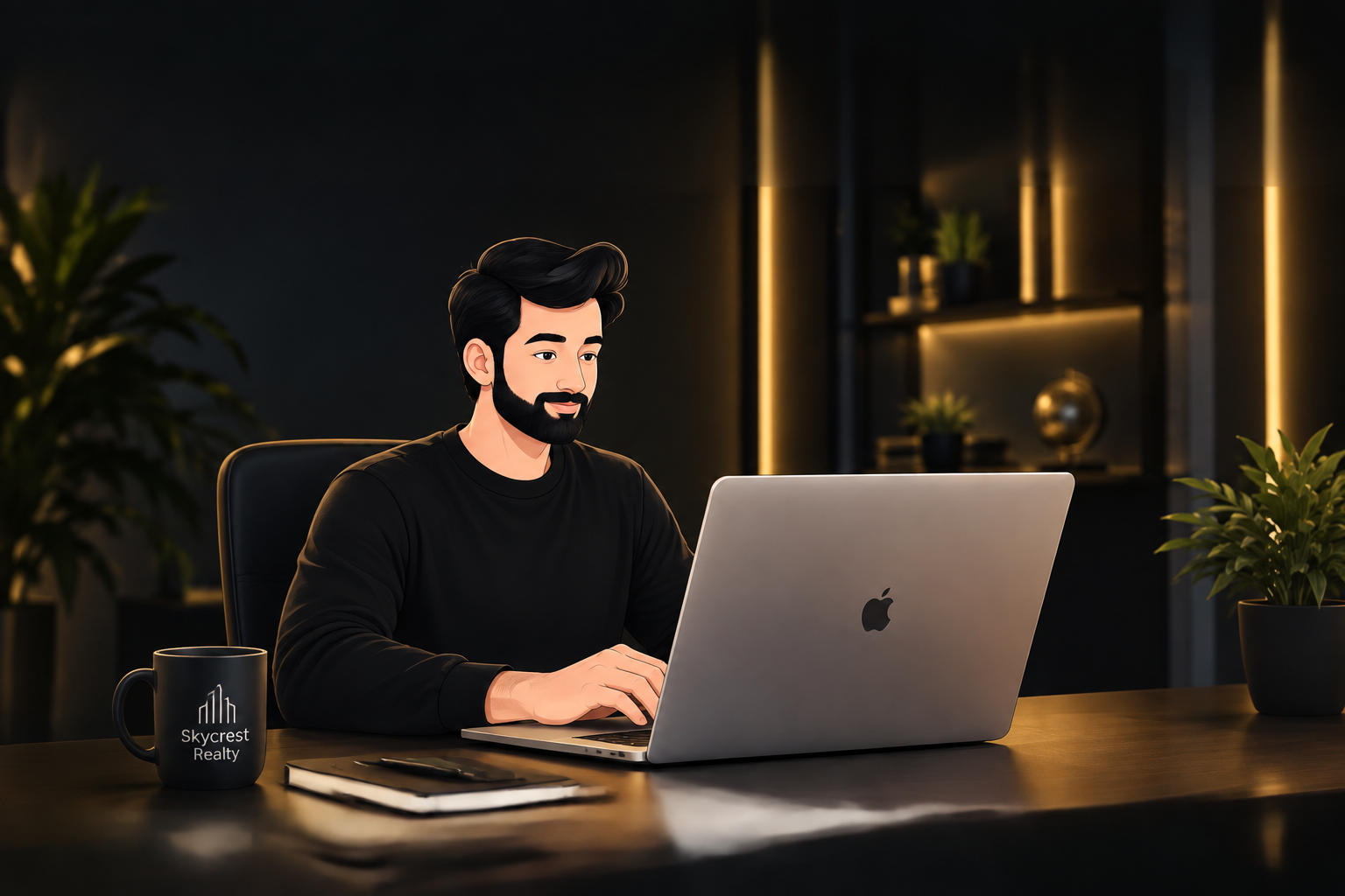 A Skycrest Realty advisor guiding an online site visit from a laptop